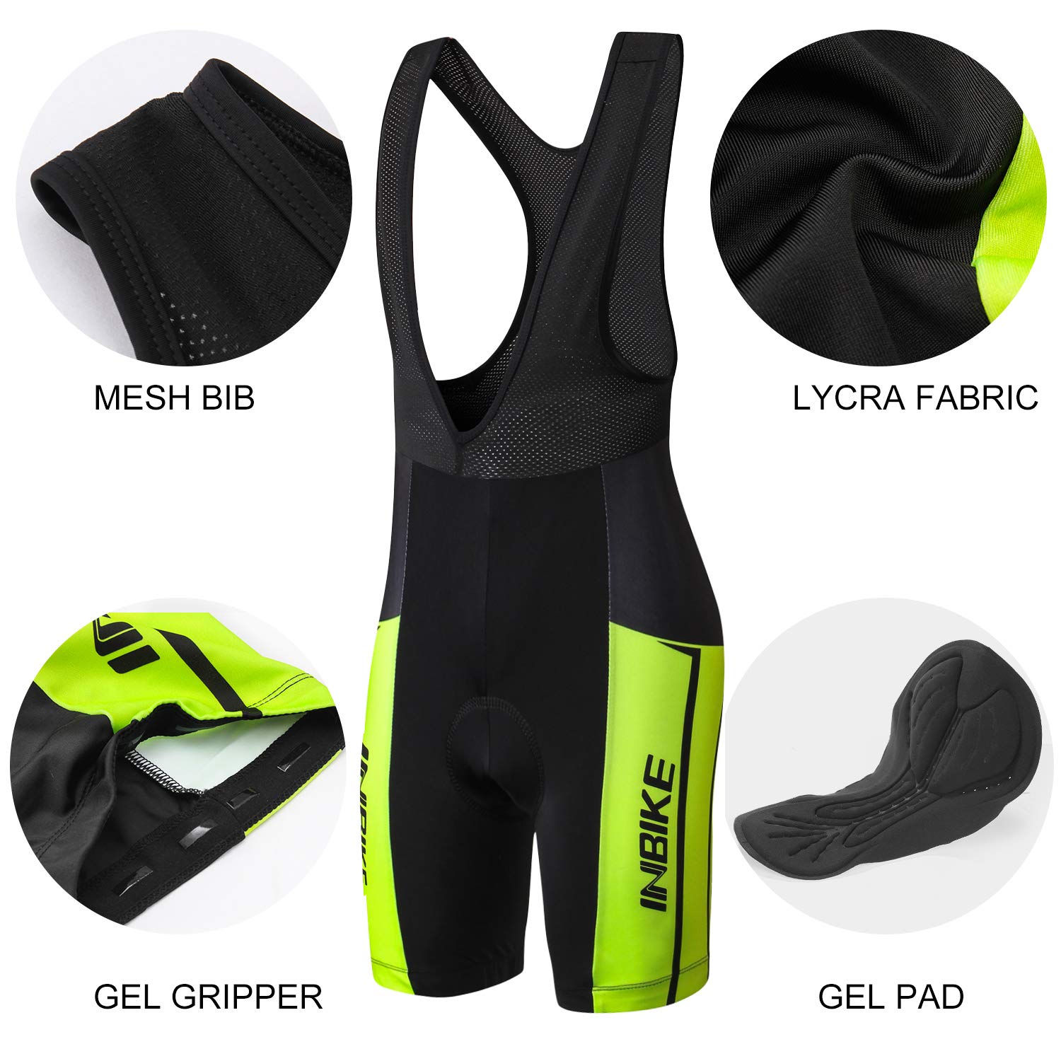 INBIKE Pantaloncini con Bretelle MTB Uomo Asciugatura Rapida Pantaloncini Estivi Traspirante per Ciclismo da Corsa All'aperto Ciclismo Biciclette Bici MTB