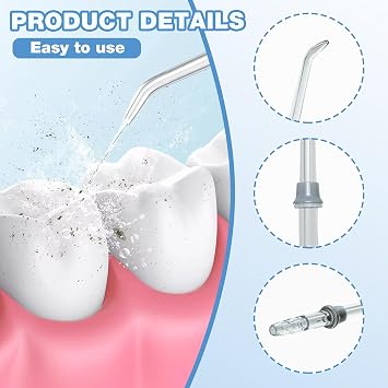 6 Pcs Water Flosser Heads Compatible with Waterpik, Replacement Heads, Flosser Replacement Tips Parts, Refill Heads for Oral Irrigator Dental Flosser Wp100 Wp250 Wp300 Wp450 Wp660 Wp900