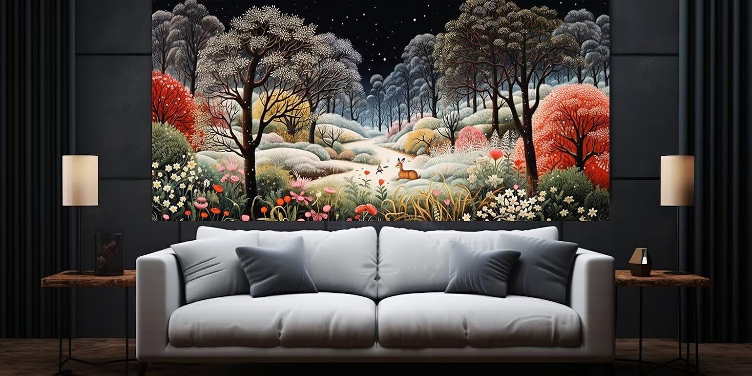 Forest Diamond Painting Kits for Adults, 5D Diamond Art, DIY Paint by Numbers, Large Diamond Dot, Full Drill Diamond Paintings, Rhinestone Arts, Embroidery Craft, Home Room Wall Decor (24x48In),Z505