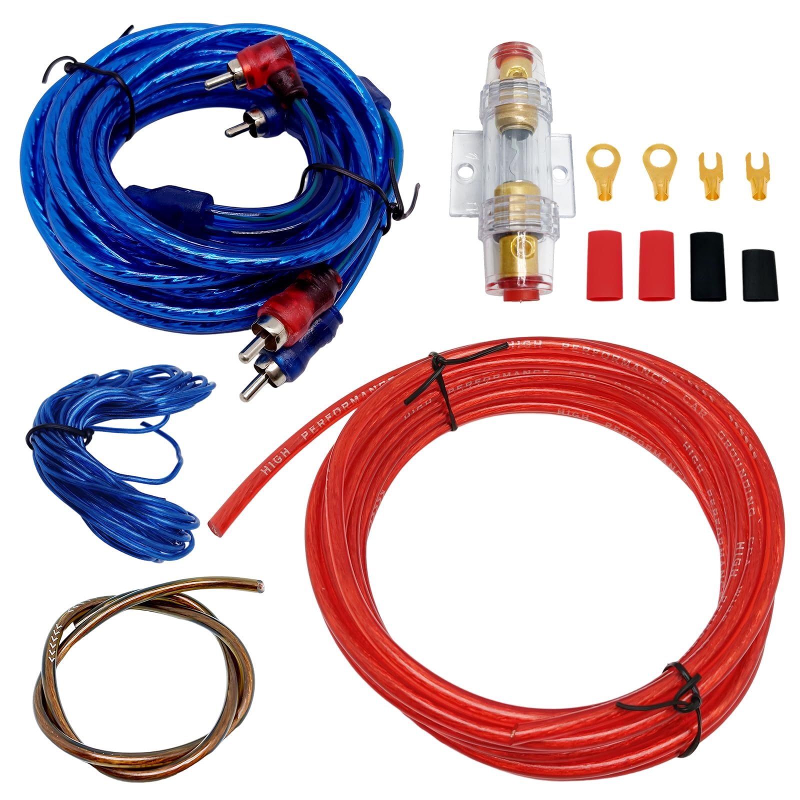 10GA Kit de Cableado para Amplificador de Coche, Kit de Cables Instalación Amplificador Subwoofer, Kit de Cableado de Amplificador de Coche Kit de Cableado Amplificador con Fusible