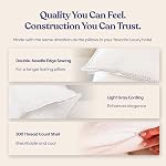 FluffCo Basics Down Alternative Bed Pillows - Cooling Cotton Shell with Supportive Gel-Fiber Fill - Pillows for Side, Back, and Stomach Sleepers - Made in USA - Standard/Queen Size, Set of 2