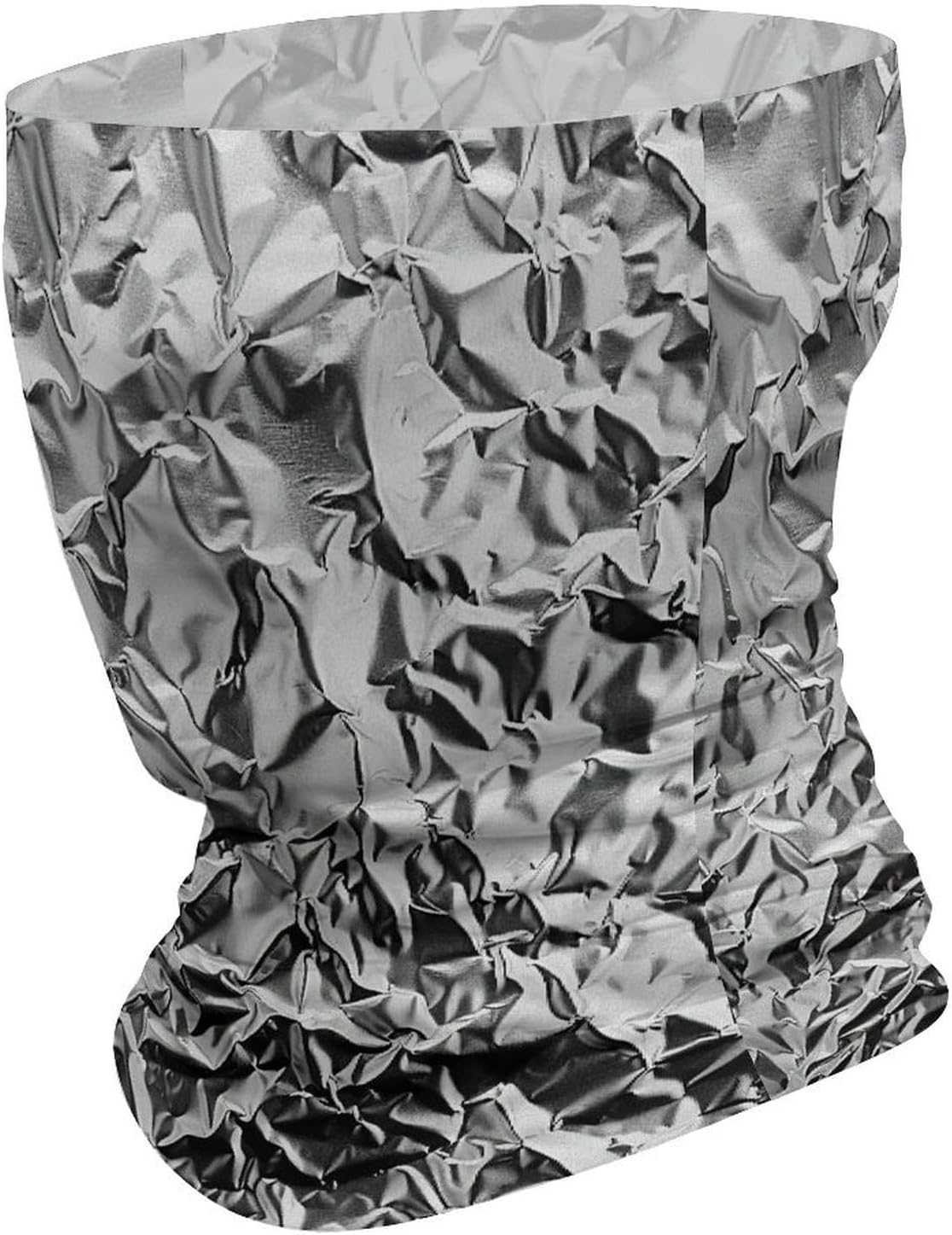 Multi-Use Double Sided Textured Aluminum Foil Print Neck Gaiter Face Cover Scarf, Breathable Cooling UV Sun Protection Face Mask, Soft Bandana Head Wrap Headwear for Men Women Outdoor