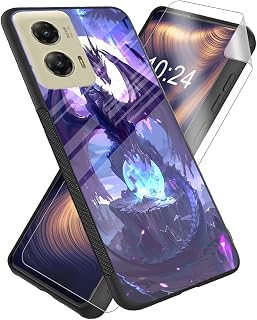 for Moto G Stylus 5G 2024 Case, Mystical Dragon High-Definition Painted Glass Back Cover with Soft Silicone TPU Bumper, Shockproof Protective for Moto G Stylus 5G 2024 Phone Case