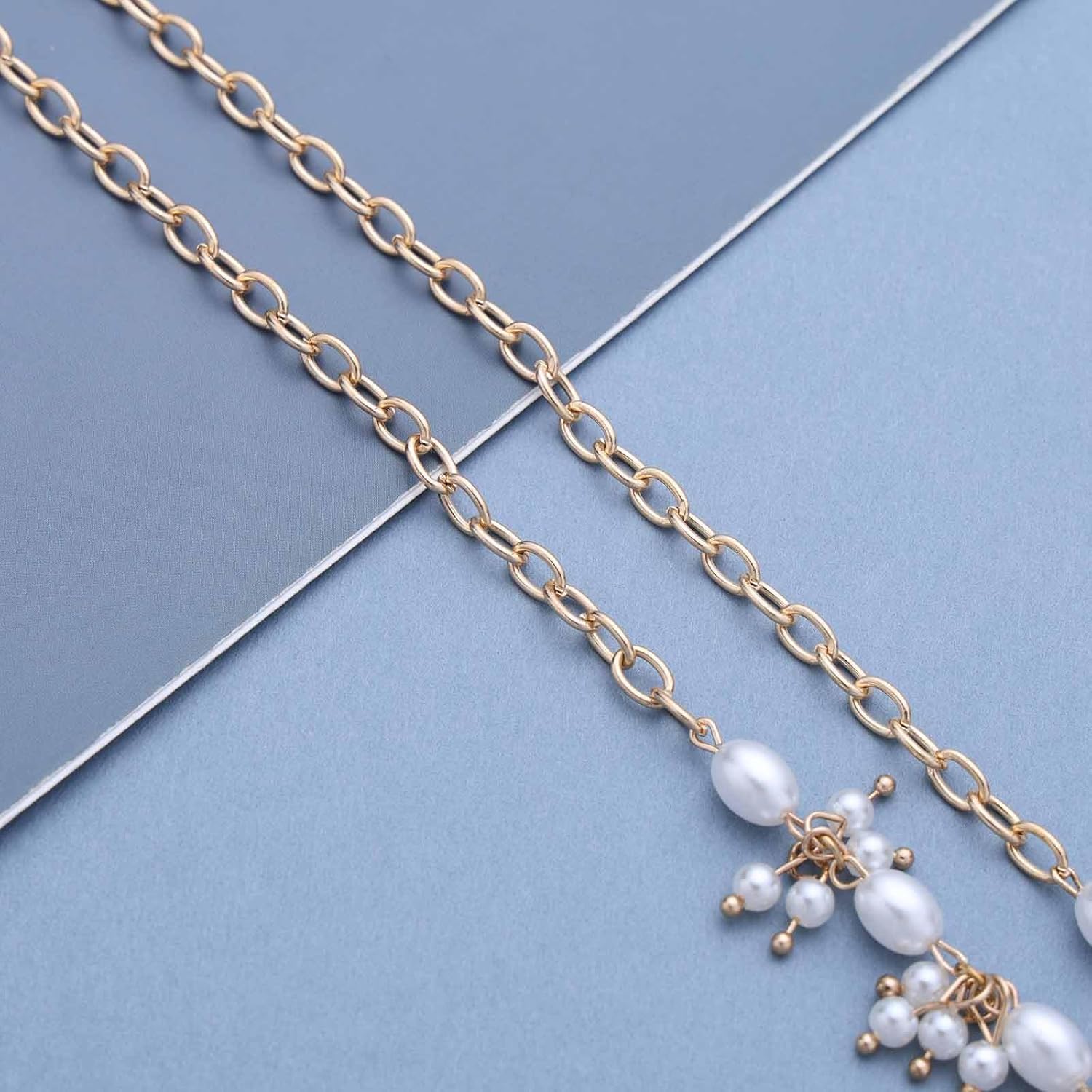 Andelaisi Boho Pearl Choker Necklace Vintage Pearl Cluster Necklace Gold Pearl Beaded Necklace Adjustable Collar Bib Chain Necklace Jewelry for Women - Image 5