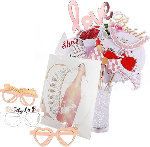Miniatura 4 de Mayzurain Accesorios para cabina de fotos de boda, decoraciones de despedida de soltera, decoraciones de fiesta de compromiso en oro rosa, rosa con