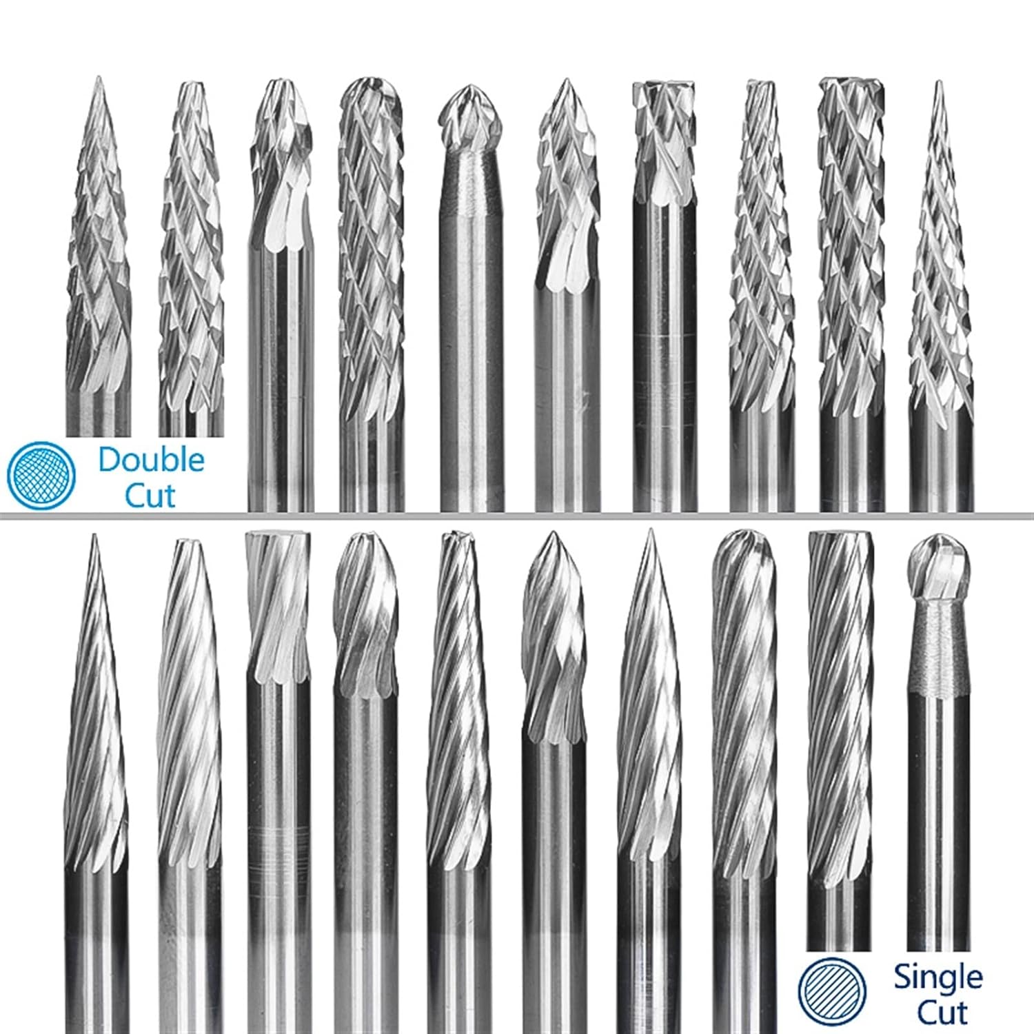 Tungsten Carbide Rotary Burrs 3x3mm Rotary Tools Accessories Singe Cut and Double Cut Rotary Files 1Set