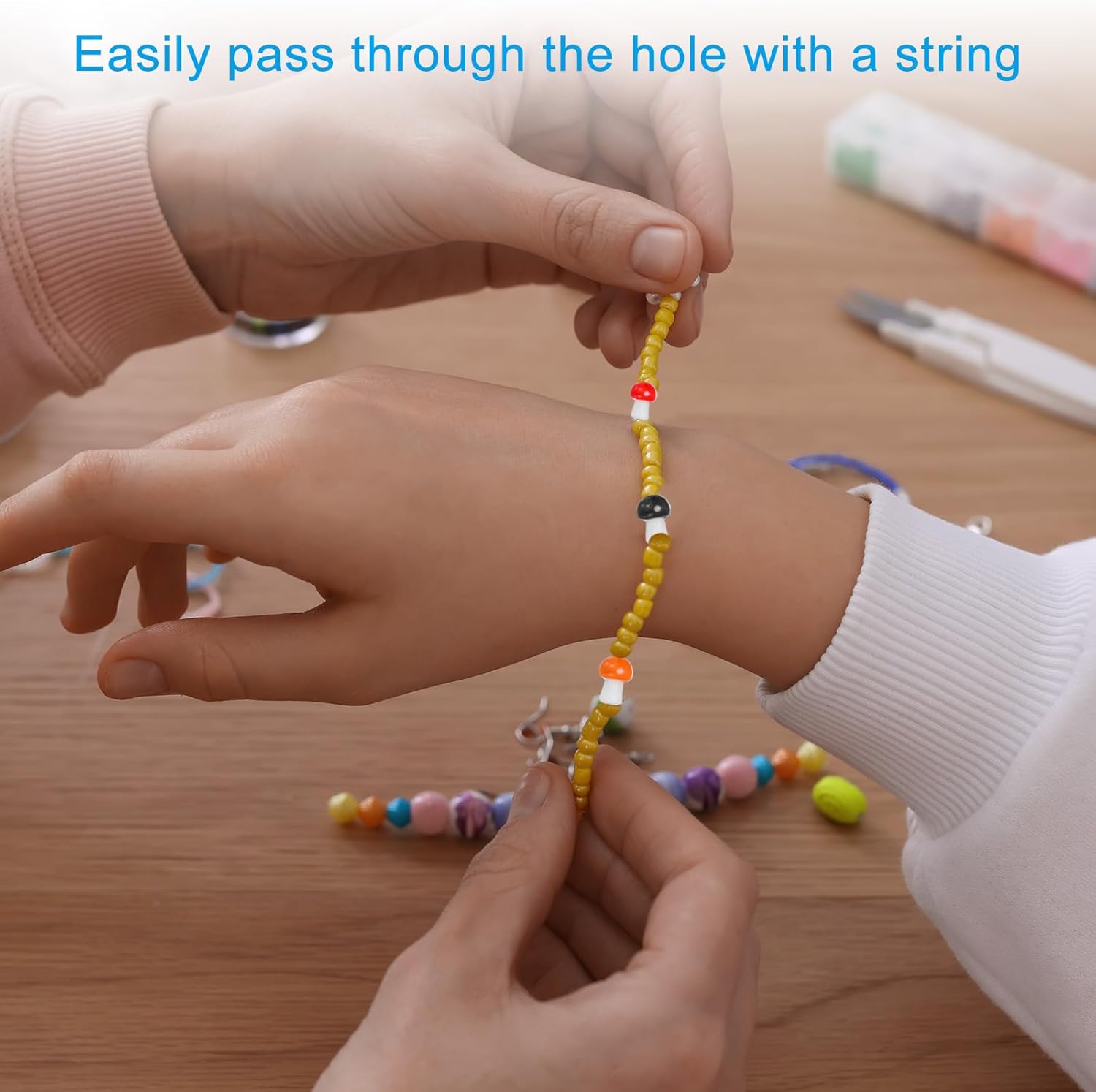 PATIKIL 0.5" x 0.4" Cute Mushroom Beads, 40 Pcs Small Glass Beads Bulk Glass Mushroom for DIY Craft Bracelet Necklace Earring Jewelry Making, Green - Image 4