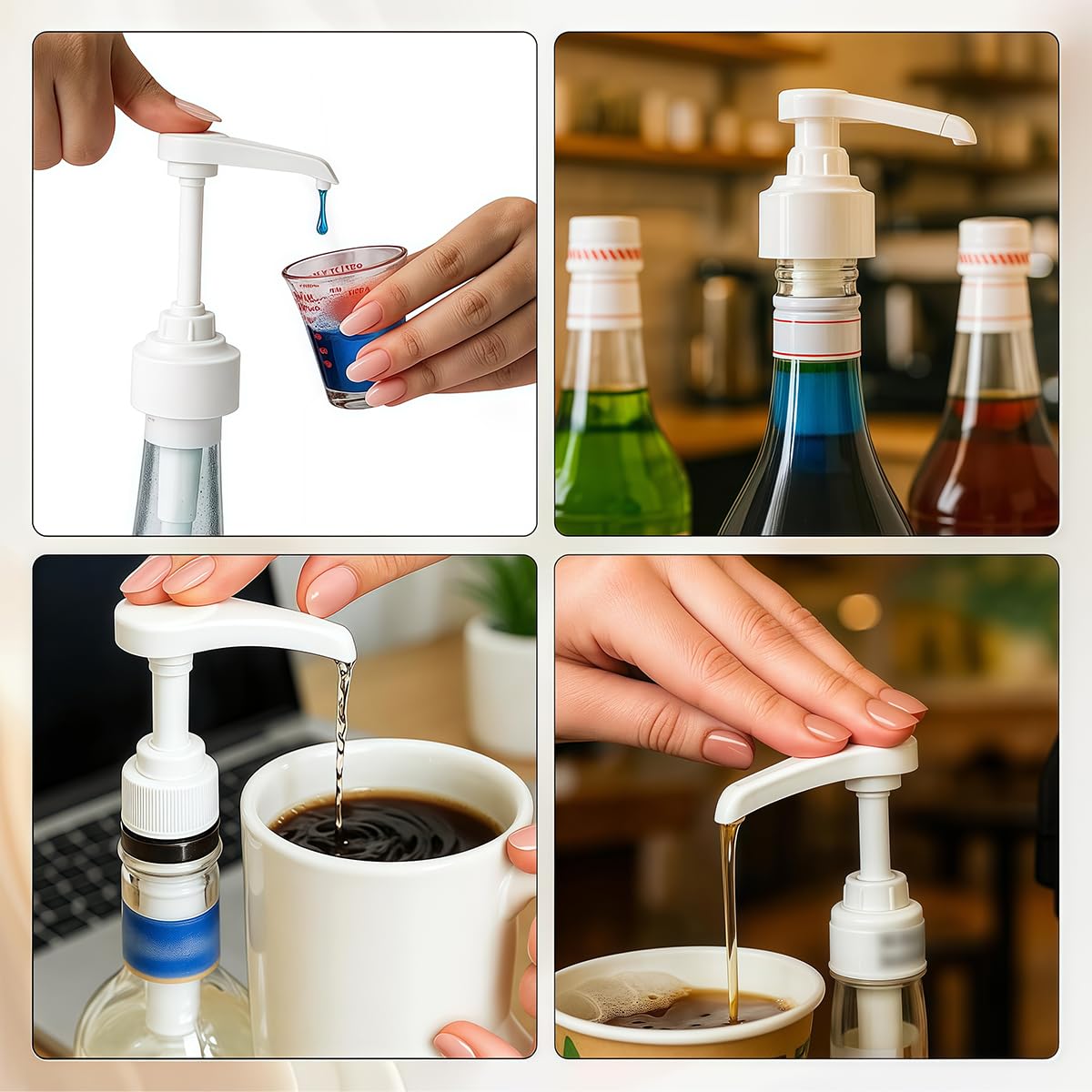 Caffè Dispenser Sciroppo Pompa, 3 Pezzi dosatore miele, dispenser miele, Pompa Per Sciroppo Pompa Dosatrice Per Bottiglie, Pompa Dosatrice Di Ricambio, Attacco Pompa Riutilizzabile
