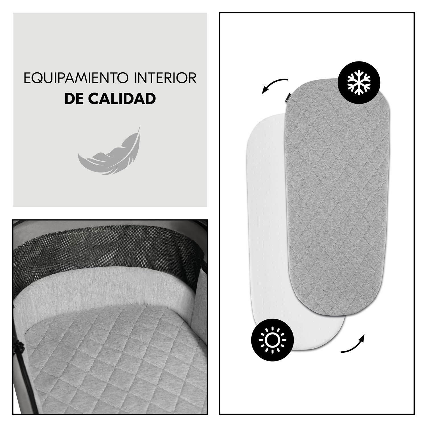 hauck Comfort N Care Air Set Cochecito 2in1 | Carrito Bebé desde Nacimiento hasta 22 kg - Capazo XL - Ruedas de Aire con Suspensión - Silla de Paseo Ligera Reversible y Reclinable - Adaptador - Moca
