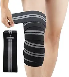 Faixa de Compressão Strap Joelho Agachamento Premium Preta Powerlifting