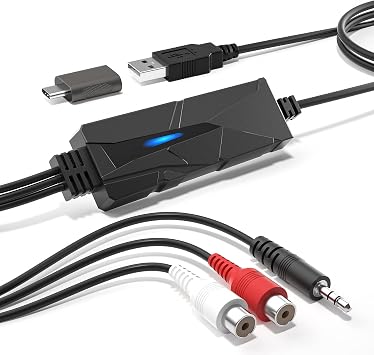 DriverGenius AudioXfer Series | USB A/C Audio Capture Card Device | Convert Analog Cassette Audio to Digital MP3 with 3.5mm/RCA Inputs | Compatible with PC, Mac & Linux AV202-B, 1-Pack