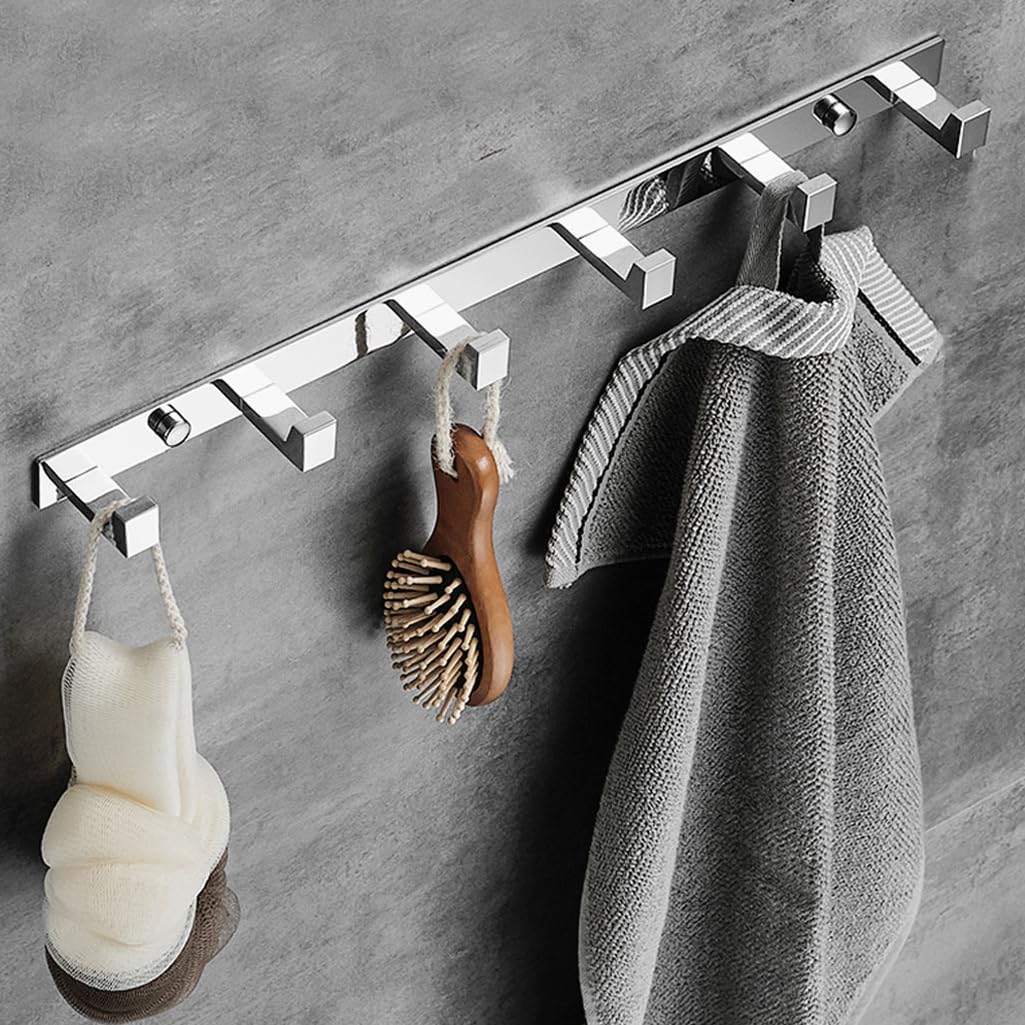 ZHOUXIAO Stainless Steel Coat Rack Wall Mounted with Hooks, Modern Heavy Duty Coat Hook Rail, Robe and Towel Hooks Rack for Bathroom, Entryway, Mudroom, Hats 3hook