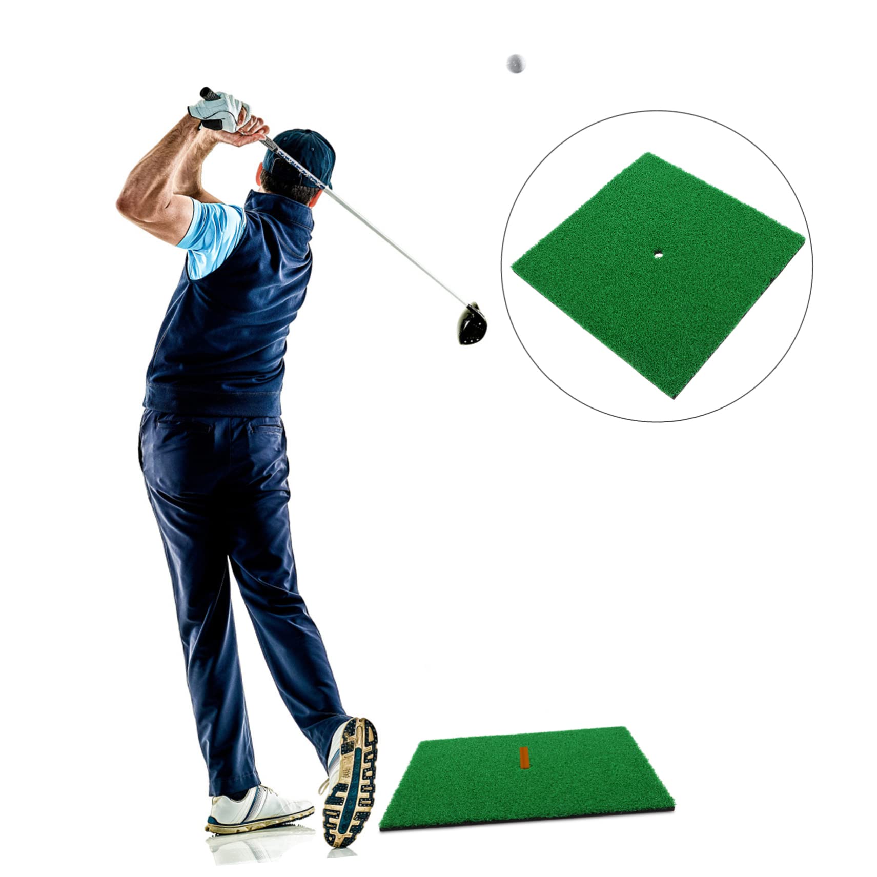 Veemoon Golf Hitting Mats 30x30cm Practice Pad Portable Golf Training Mat for Beginners Advanced Players Grass Pad