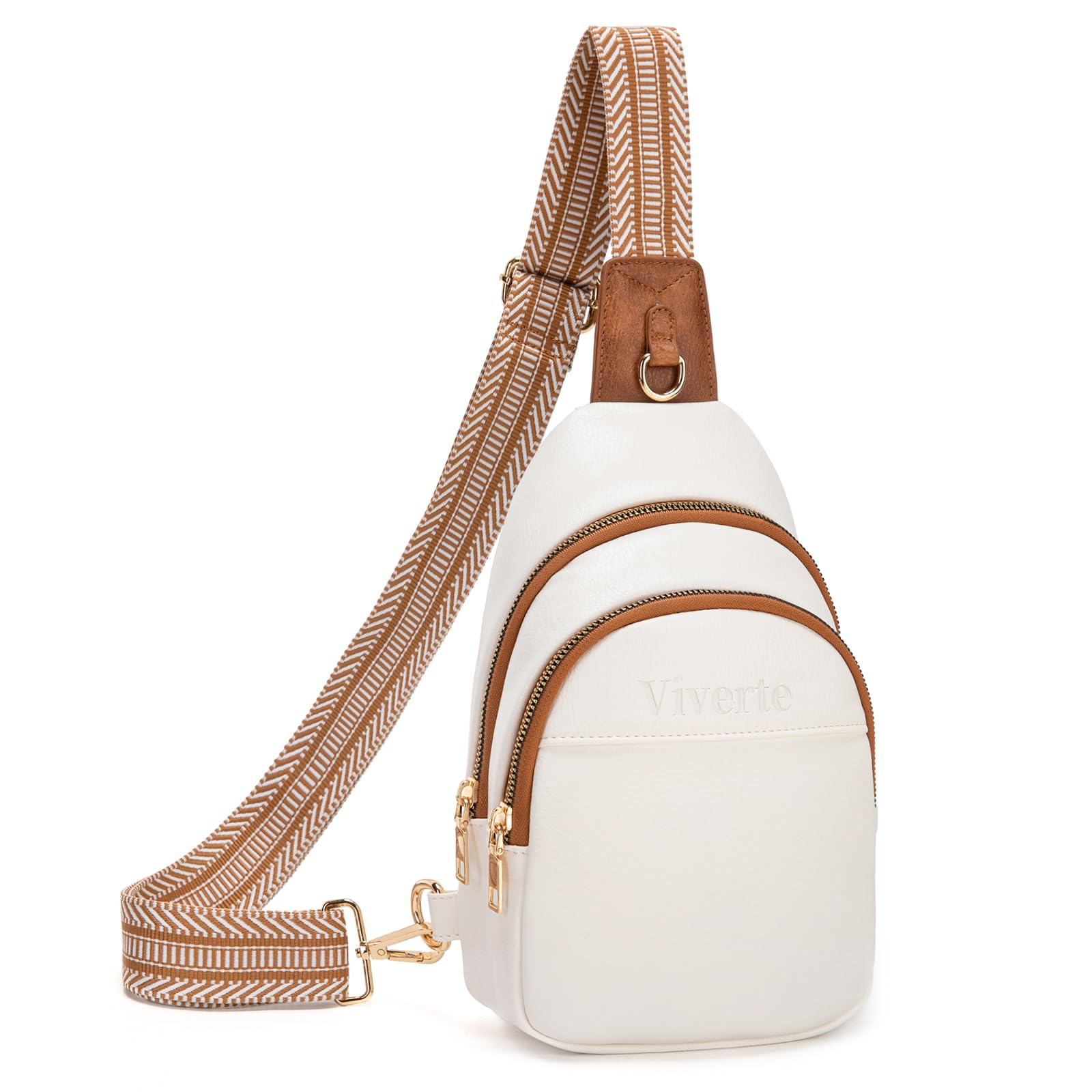 Crossbody Bags for Women Small Leather Sling Bag Fanny Packs Cross Body Chest Bag for Woman Beige with