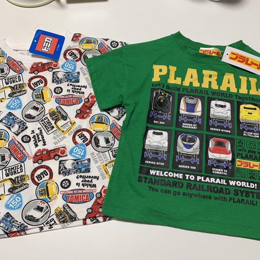 Amazon.co.jp: 100cm タグ付き 2枚セット トミカ プラレール 半袖t  