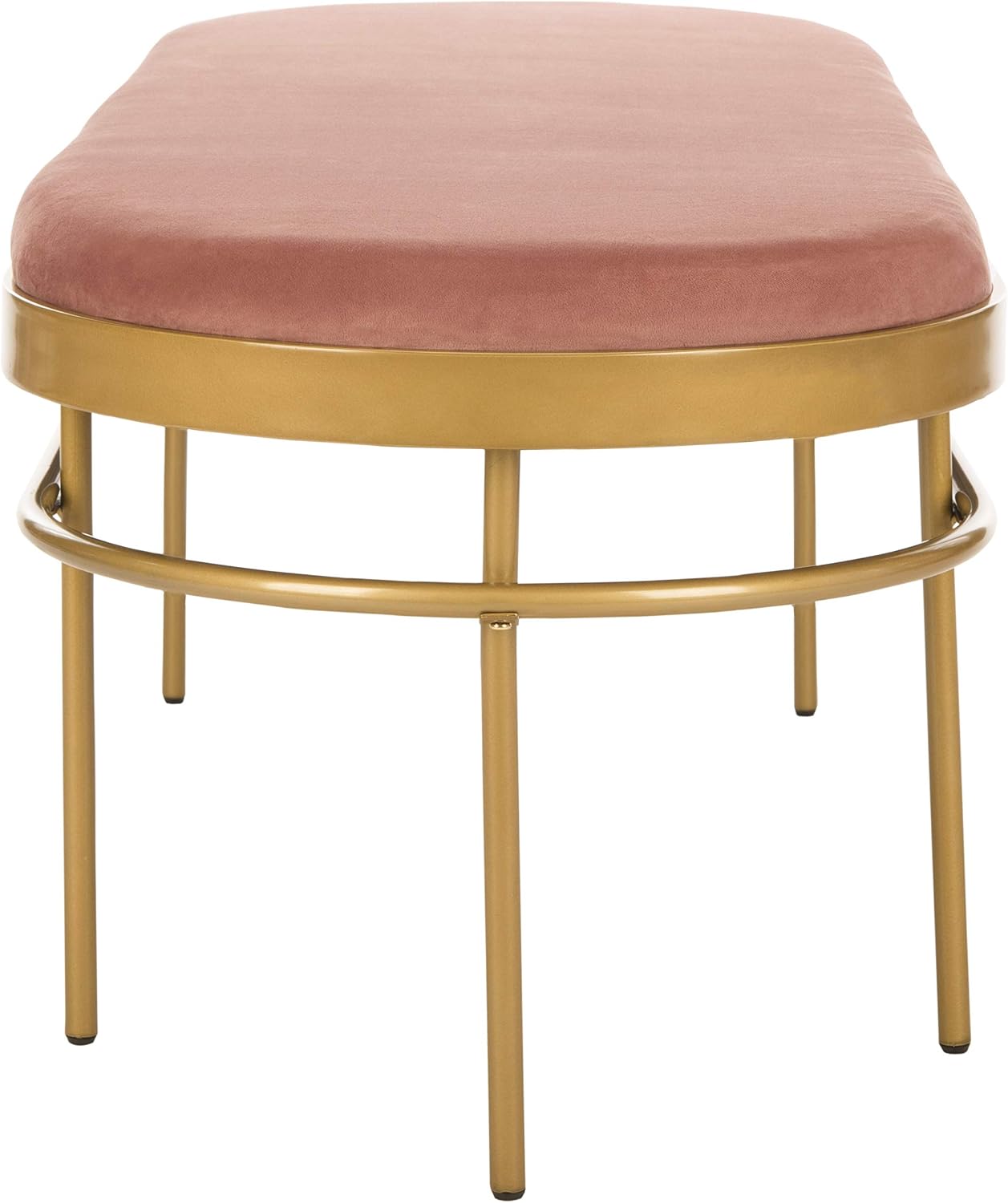 Safavieh Home Sylva 63-inch Glam Dusty Rose Velvet and Gold Oval Bench