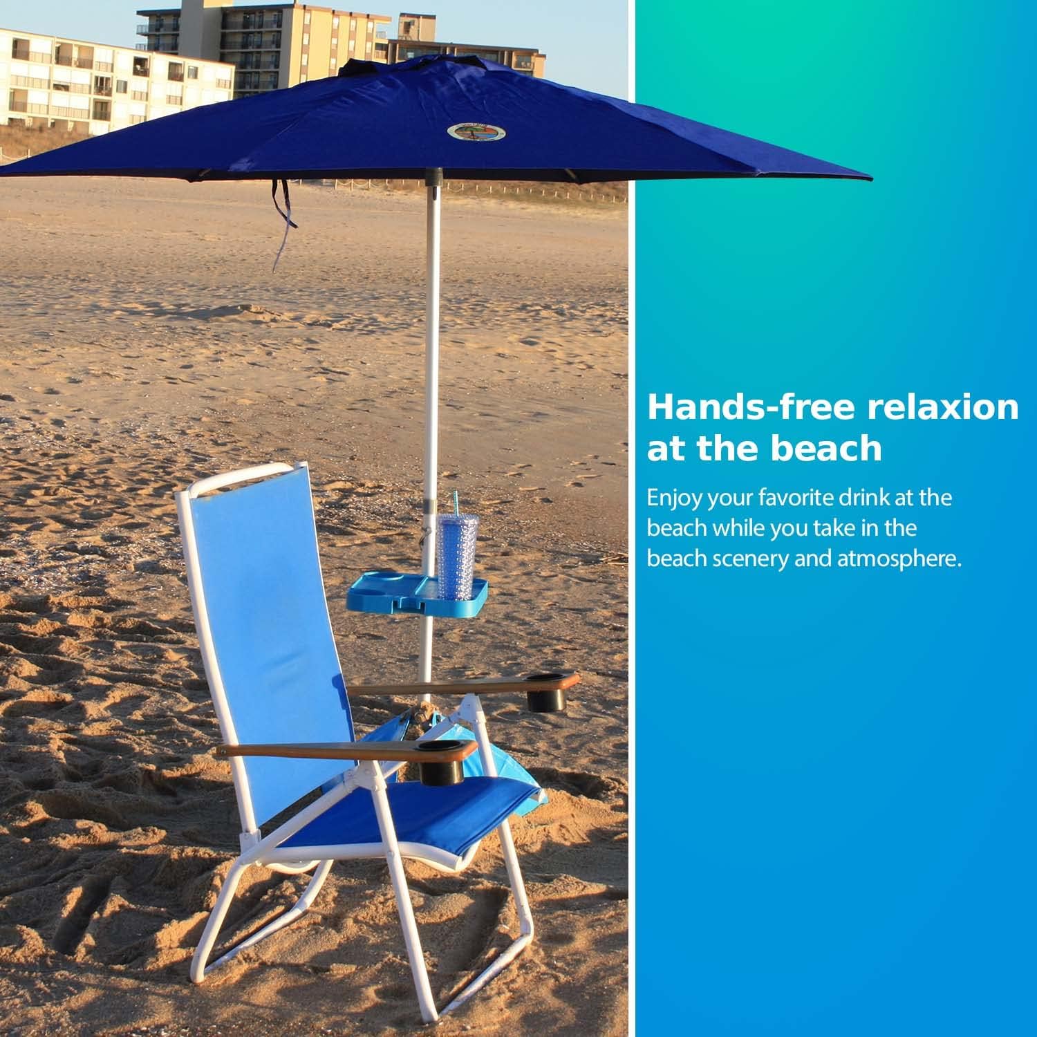 BEACHBUB Tray Table System with 4 Cup Holders - Beach Trip Must Have for Vacation - Easy Clip on & Clip Off Umbrella - Image 7