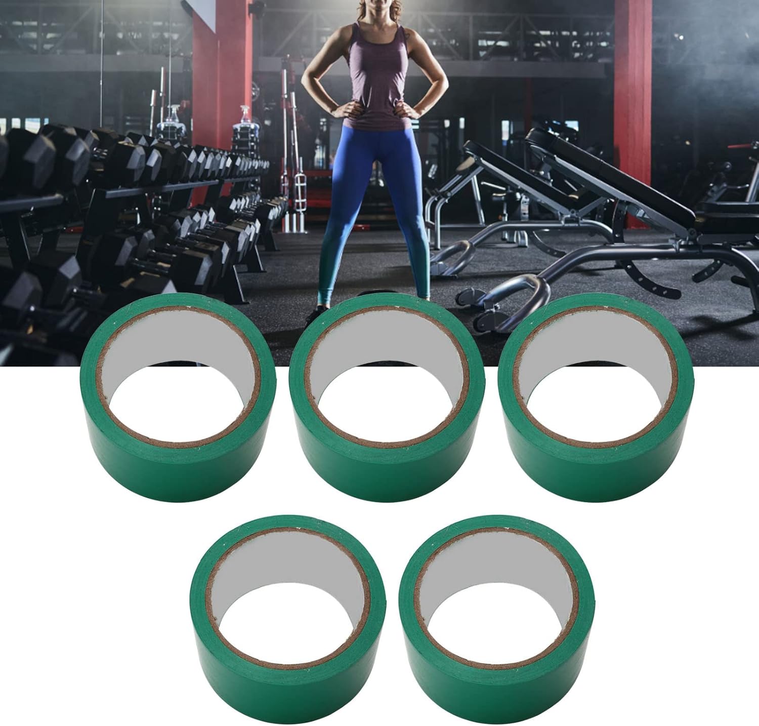 5Pcs Floor Marking Tape, Gym Floor Tape, Basketball Court Floor Tape for Schools, Gyms, Businesses, Recreation Centers and More