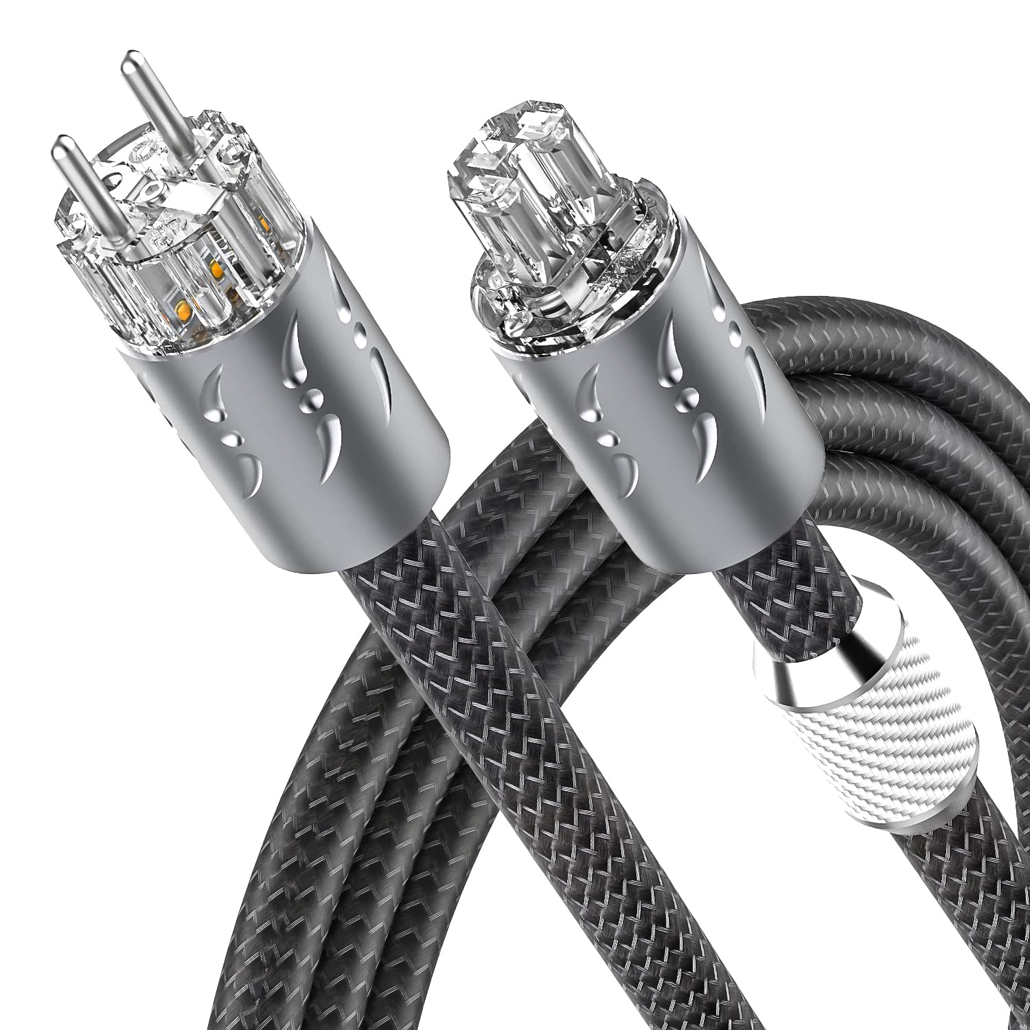 Viborg Netzkabel High End Stromkabel 1.8 Meter Kupfer Schirmung mit Schukostecker & Kaltgerätekupplung für Subwoofer, Verstärker, DV/AV
