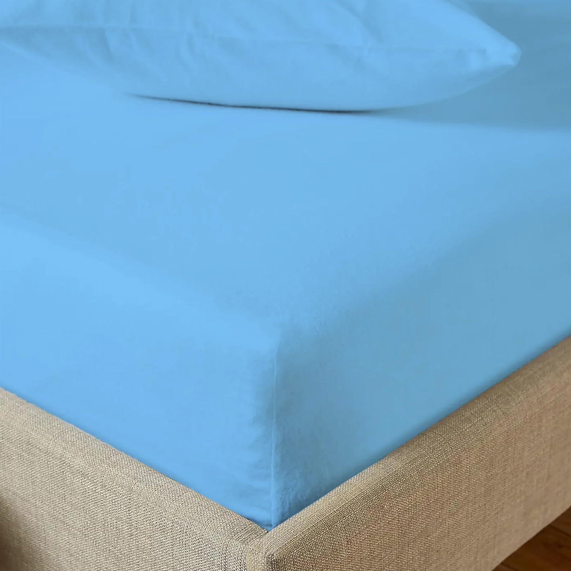 Cotton Comfort Bedding 100% Brushed Cotton Flannelette Fitted Sheet Double – Extra Soft Deep Fit Bed Sheet, Warm Heavyweight Brushed Cotton Bedding for Winter Comfort
