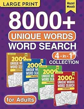 8000+ Unique Words Word Search For Adults Large Print 4 in 1