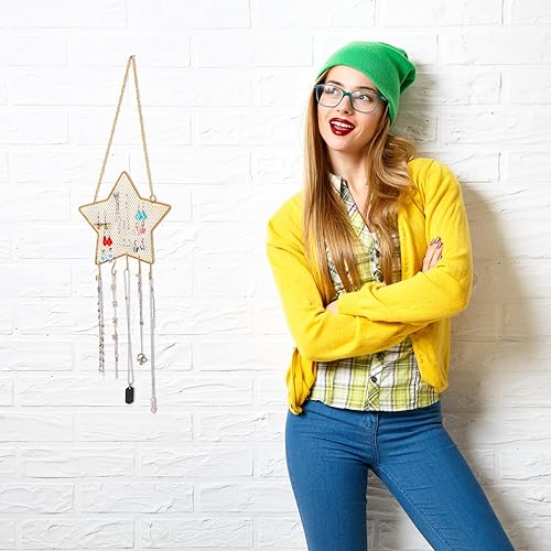 Miniatura 6 de Jetec 2 piezas de soporte de pared para aretes montado en la pared, soporte de aretes colgantes, soporte decorativo con forma de rejilla de