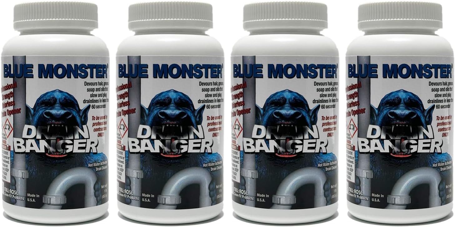 Set of 4 Blue Monster Drain Banger Drain Cleaner