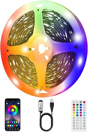Miniatura 12 de Tiras de Luces LED, 50 pies RGB Inteligente con Sincronización Musical Bluetooth App y Control Remoto, Luces LED Alimentadas por USB para TV,
