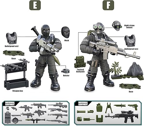 Miniatura 6 de SWAT - Juego de 8 figuras de acción de policía urbana con múltiples accesorios de armas militares, juego de recuerdos de fiesta