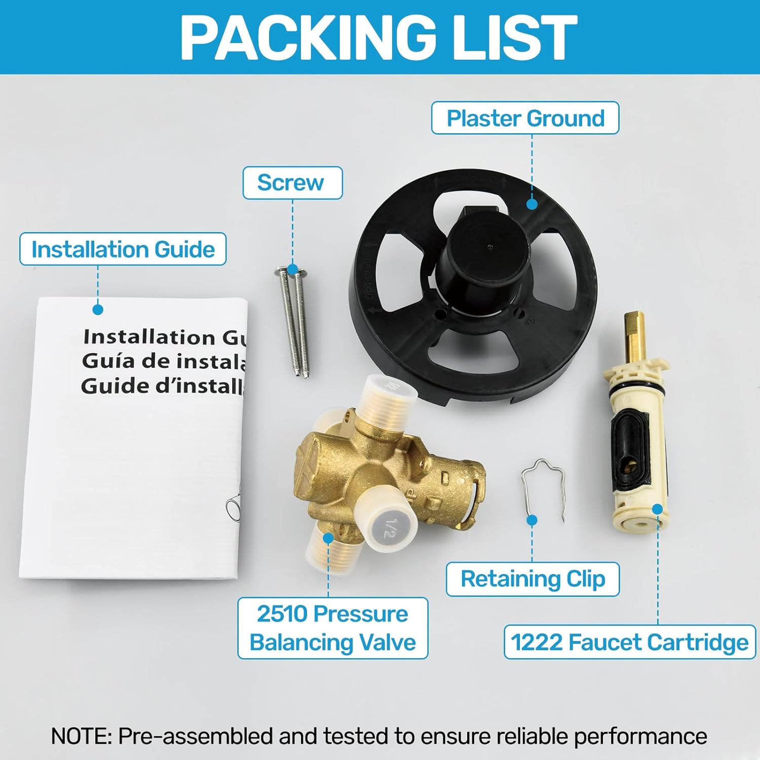 2510 Shower Valve Compatible with Moen Posi-temp Valve, Pressure Balancing Rough-In Valve, 1/2 Inch IPS Connection, Brass 4-Port for Bathtub and Shower - Image 5