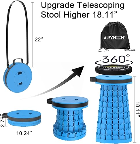 Miniatura 3 de ALEVMOOM Taburete plegable mejorado con cojín y bolsa, taburete plegable retráctil portátil de 18 pulgadas de alto para adultos, ligero pero
