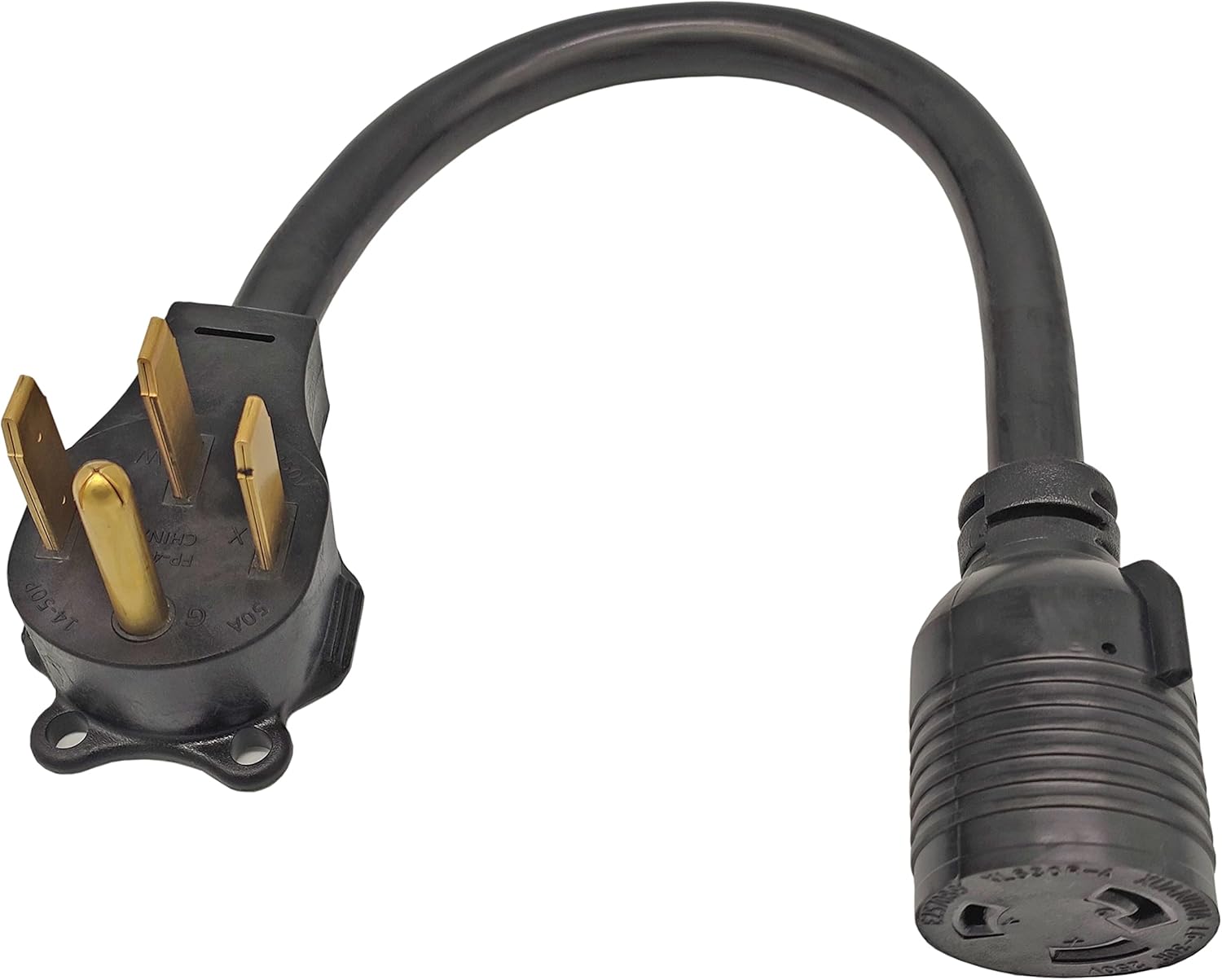 FC-145L631 Male 4 Prong NEMA 14-50P to L6-30R Locking Female 250V 30 Amp 3 Prong Receptacle Power Cord Adapter Connector