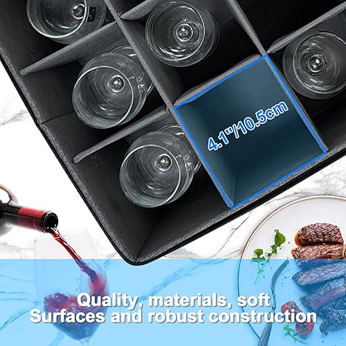 Miniatura 3 de VERONLY Paquete de 2 estuches de almacenamiento acolchados de porcelana para vasos, carcasa rígida para lentes, almacenamiento apilable de