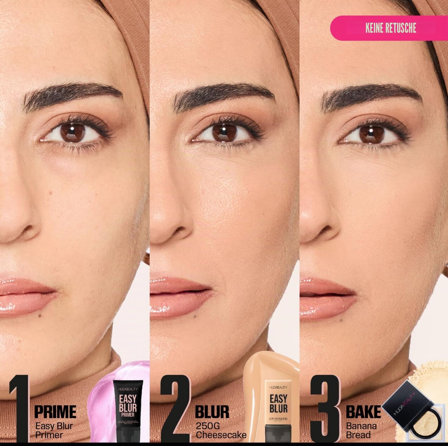 Huda Beauty Easy Blur Natural Airbrush Foundation, Cheesecake, 250 g, 30 ml