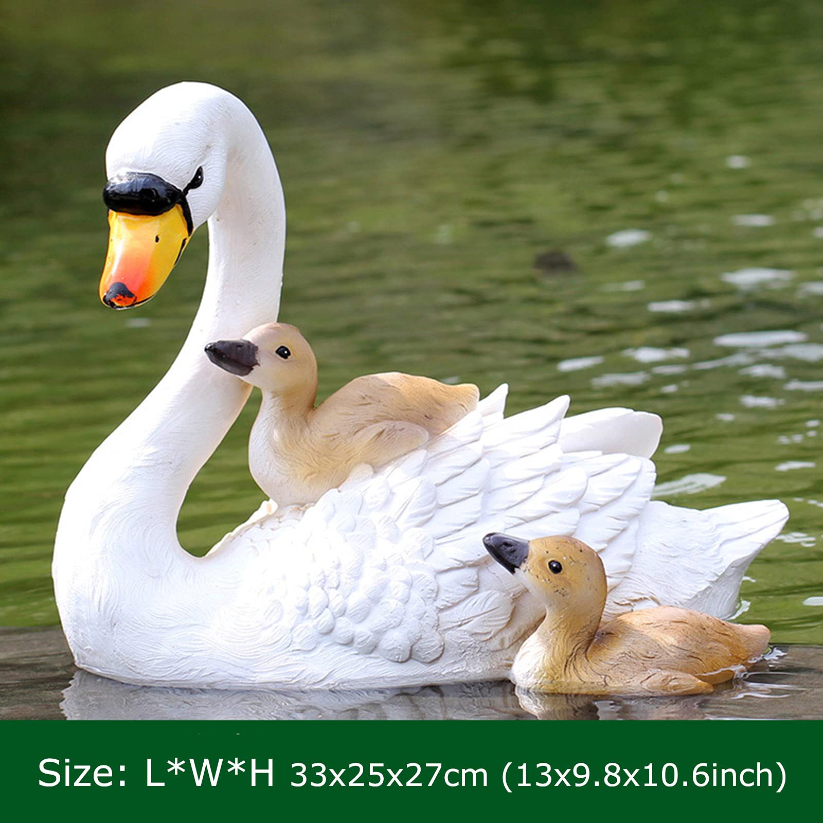 Schwimmende Harz Schwan Figur,Tier Enten Jagd Köder,Fischteich Landschaftsbau Dekor Garten Rasen Terrasse Statue Im Freien,Echte Schwan-Größe 45cm,C-White