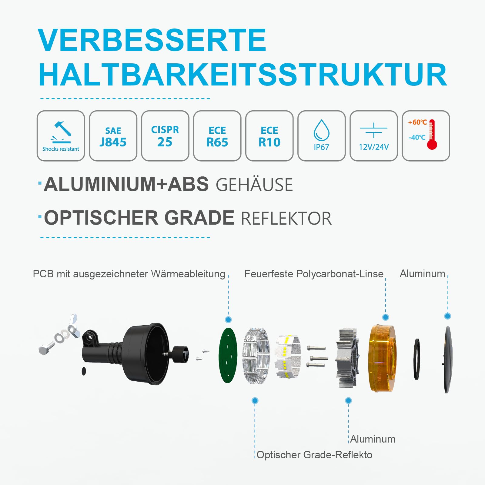 Agrieyes Mastmontierte Rundumleuchte 3,6 Zoll, 38 LED Blinklichter FüR Fahrzeuge, Mini-Rohr-Stroboskop-Warnblinker FüR Traktoren, Lkw, Golfkarts, Gabelstapler, SchneepflüGe