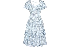Women's Floral Print Blue and White Midi Dress