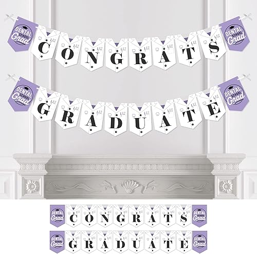 Big Dot of Happiness Graduado de la escuela dental - Cartel de graduación de odontología e higienista para fiesta de graduación, decoraciones para