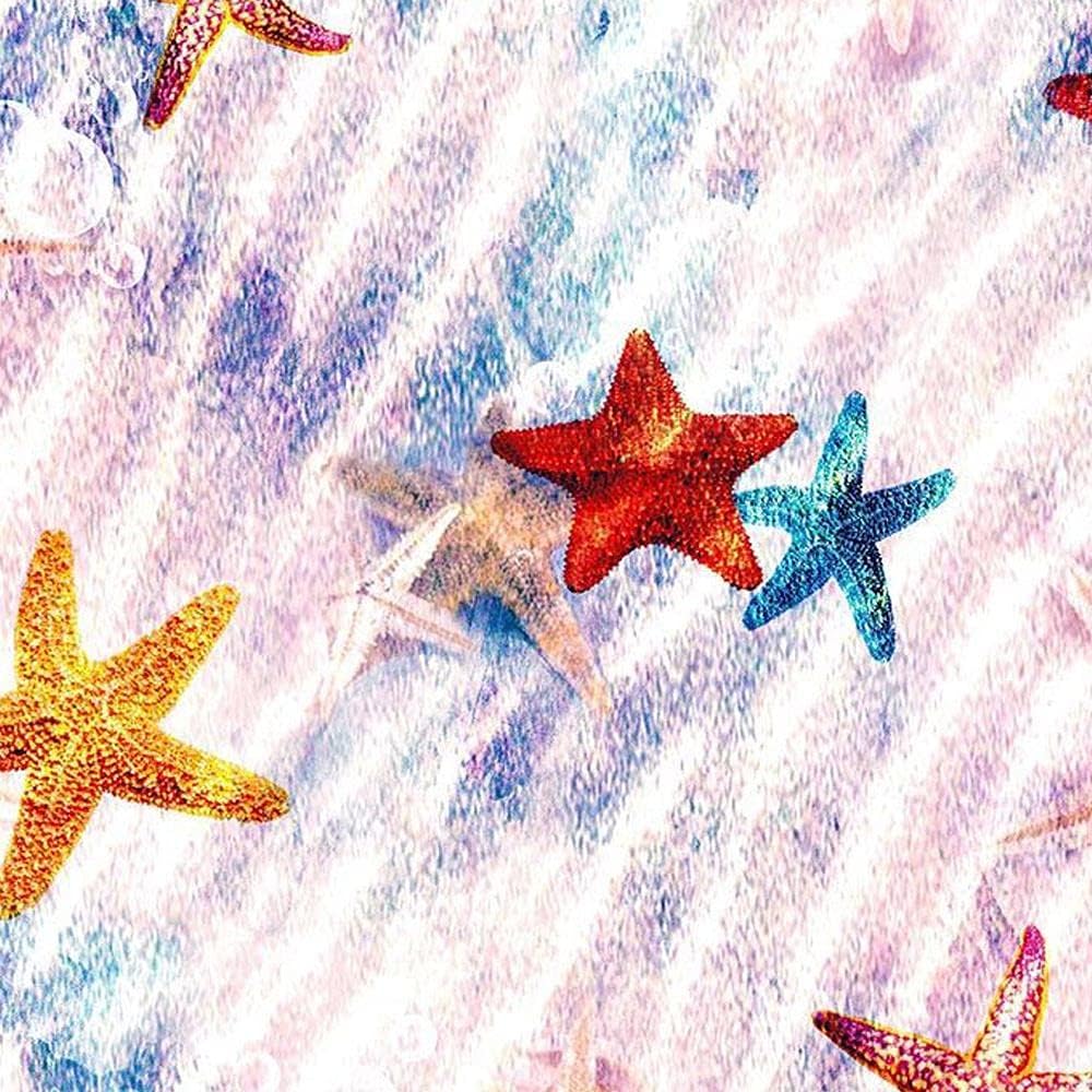 Beautiful Colorful Starfish Purple Design Printed on 100% Cotton Quilting Fabric by The Yard (Purple, Teal, Orange)