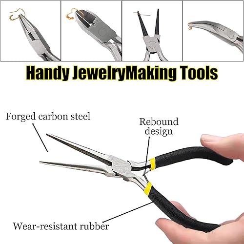 Miniatura 5 de Juego de 8 alicates de joyería, herramientas de fabricación de joyas, kit de alicates de precisión, alicates de punta de aguja, cortadores de
