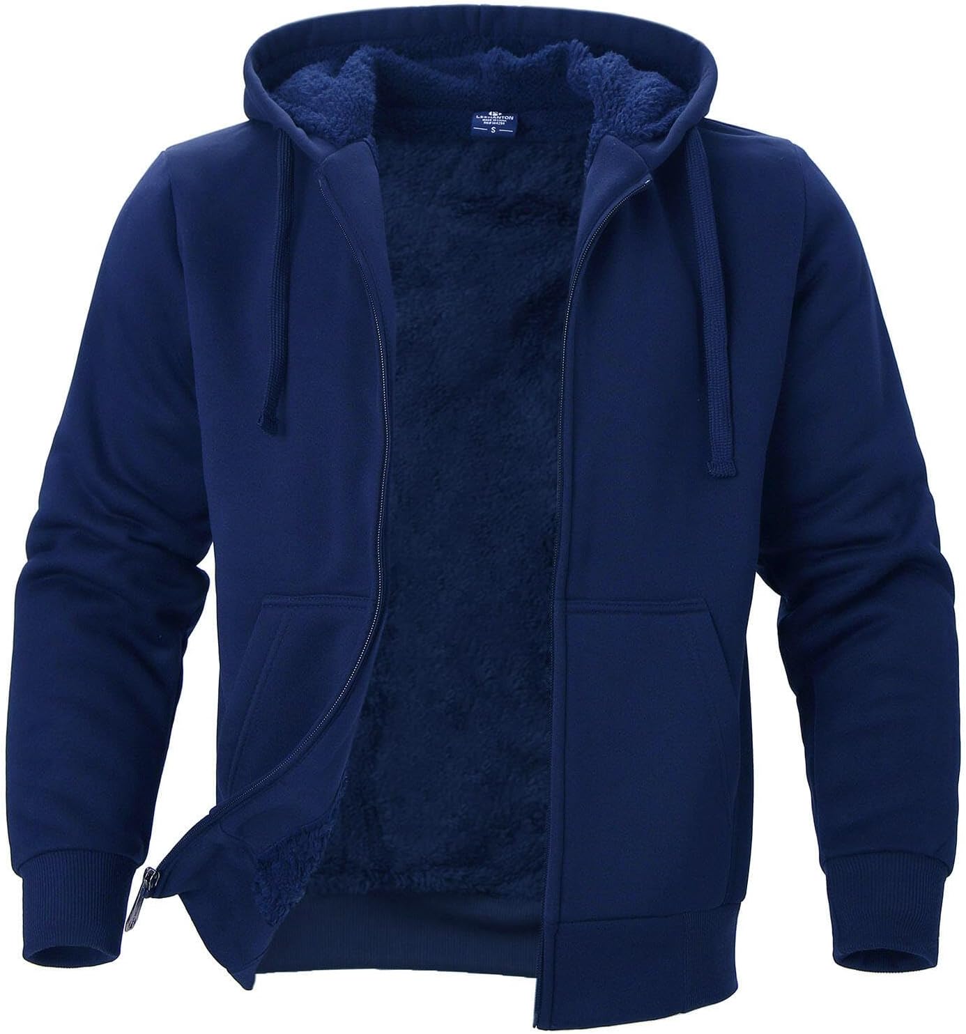 LeeHanTon Hoodies for Men Winter Warm Heavyweight Sherpa Lined Fleece Zip Up Hoody Jacket