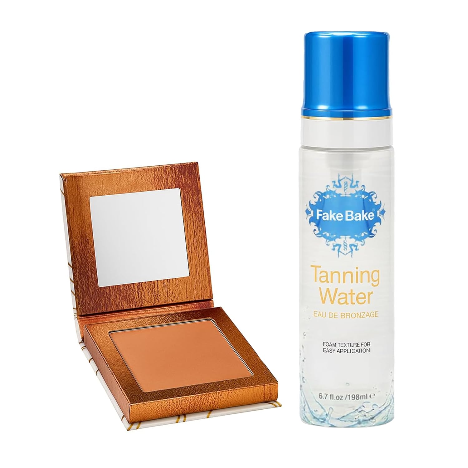 Fake Bake Tanning Water Self-Tanner and Bronzing Powder Face & Body Bronzer Creamy Sun Kissed Radiant Glow Bundle