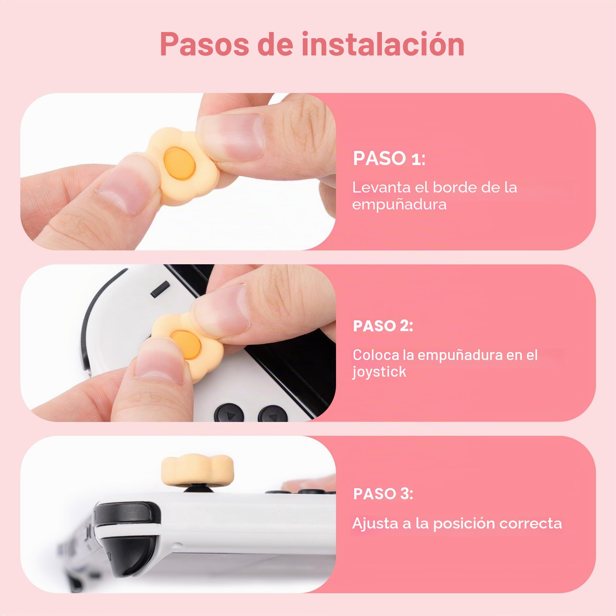 GeekShare Cross D-Pad - Juego de Tapas de Silicona para Botones de Pulgar, Pegatinas ABXY para Botones de Teclas compatibles con Interruptor/OLED, corazón y Flor (Rosa y Amarillo)
