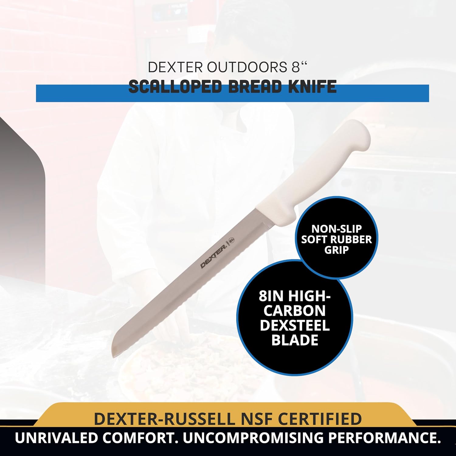 Dexter Outdoors 31603 8" Scalloped Bread Knife, White - Image 2