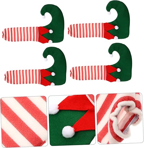 Miniatura 7 de Gogogmee 4 unids Botas cortas de escritorio para silla de Navidad, calcetines de pie, calcetines de Navidad, utenciles de franela, cubierta de