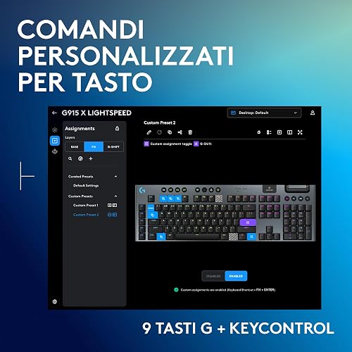 Logitech G G915 X LIGHTSPEED Clavier gaming sans fil ultra-plat | Clavier Italien QWERTY, Tactile - Noir - 5