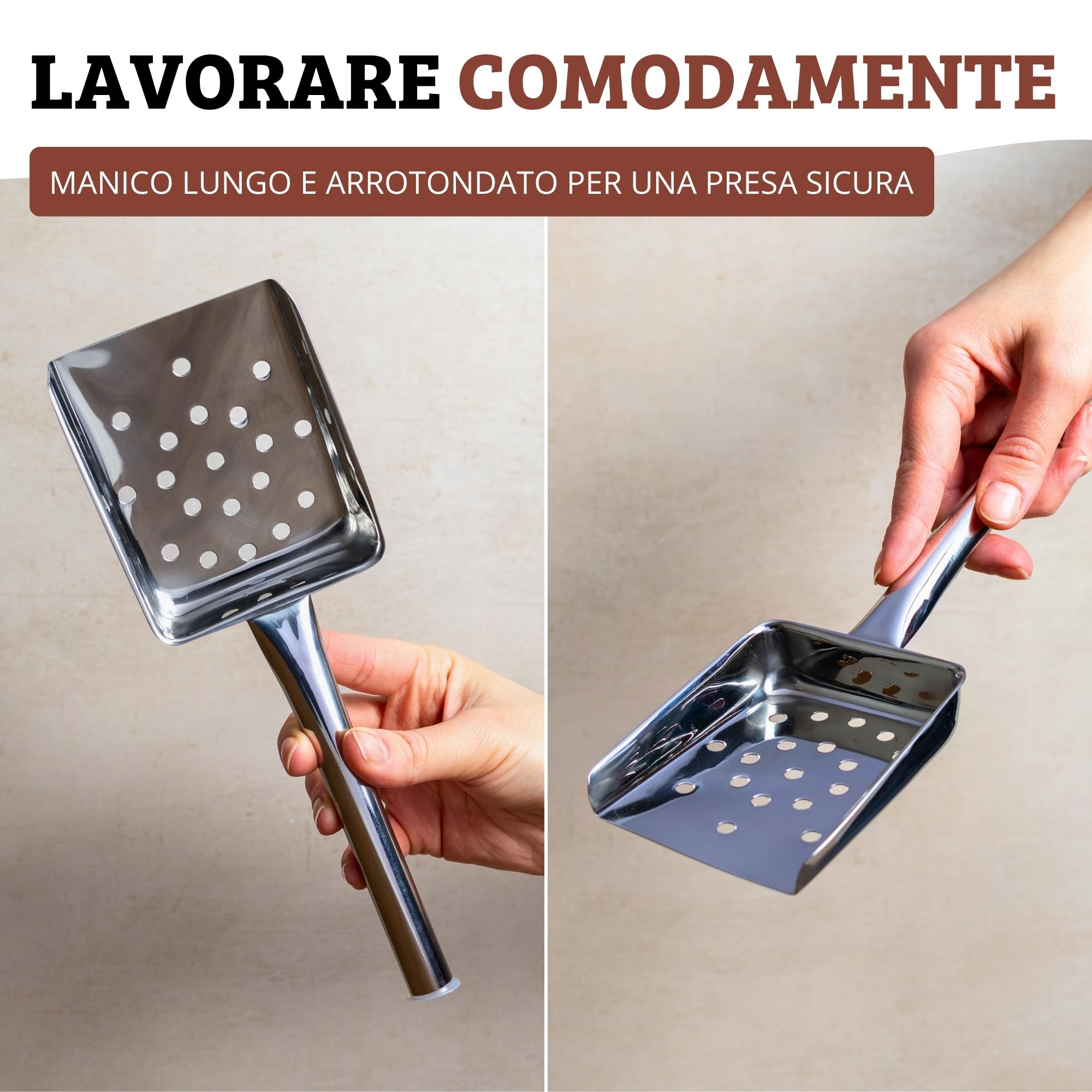 Westmark Paletta per patatine fritte, Lunghezza: 26 cm, Acciaio inox, Argento, 91292270
