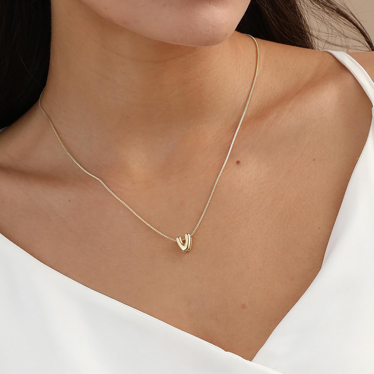 Bubble Initial Necklaces Dainty Letter Necklace Cute Name Choker Necklaces for Women Trendy Personalized Pendant Jewelry Gift for Women - Image 2