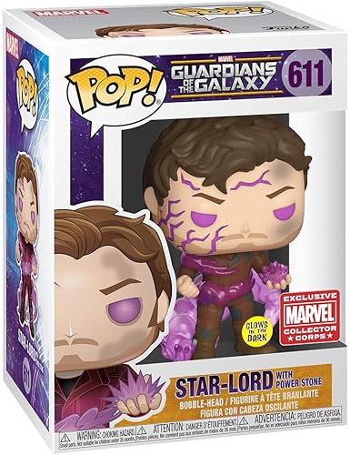 Funko Pop Marvel Collector Corps Exclusive Guardianes de la Galaxia 611 Señor de las estrellas que brillan en la oscuridad con Power Stone