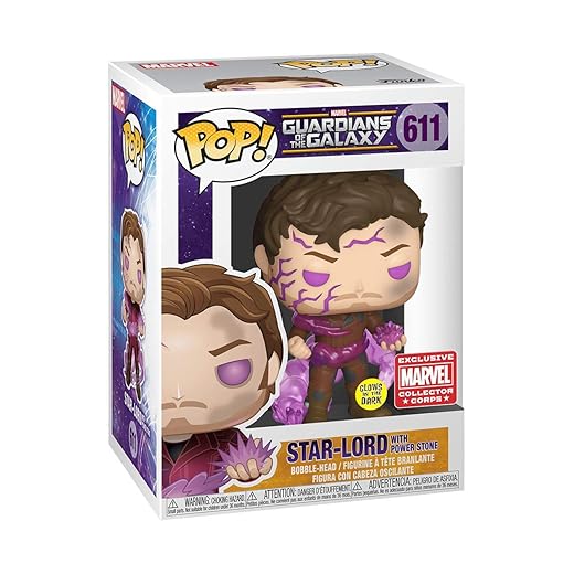 Sale Funko Pop Marvel Collector Corps Exclusive Guardians Of The Galaxy 611 Glow-In-The-Dark Star-Lord With Power Stone